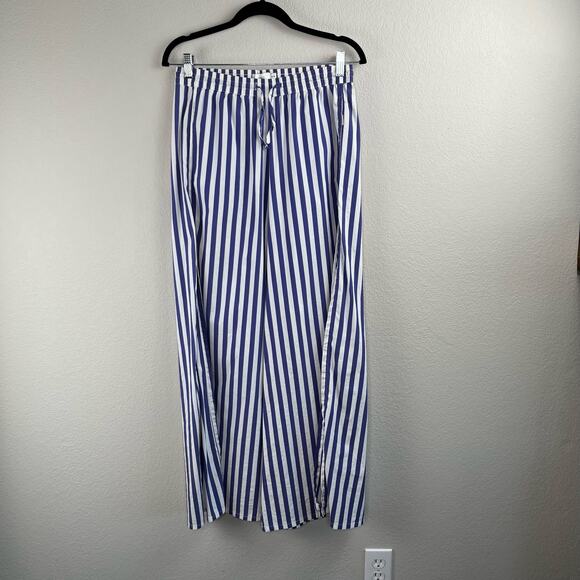 Revolve Onia Chloe Side Slit Wide Leg Striped Beach Pants White Blue Small/Med - Picture 14 of 15